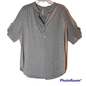 Performance Concepts plus size 2X gray roll cap sleeves button collar. 489